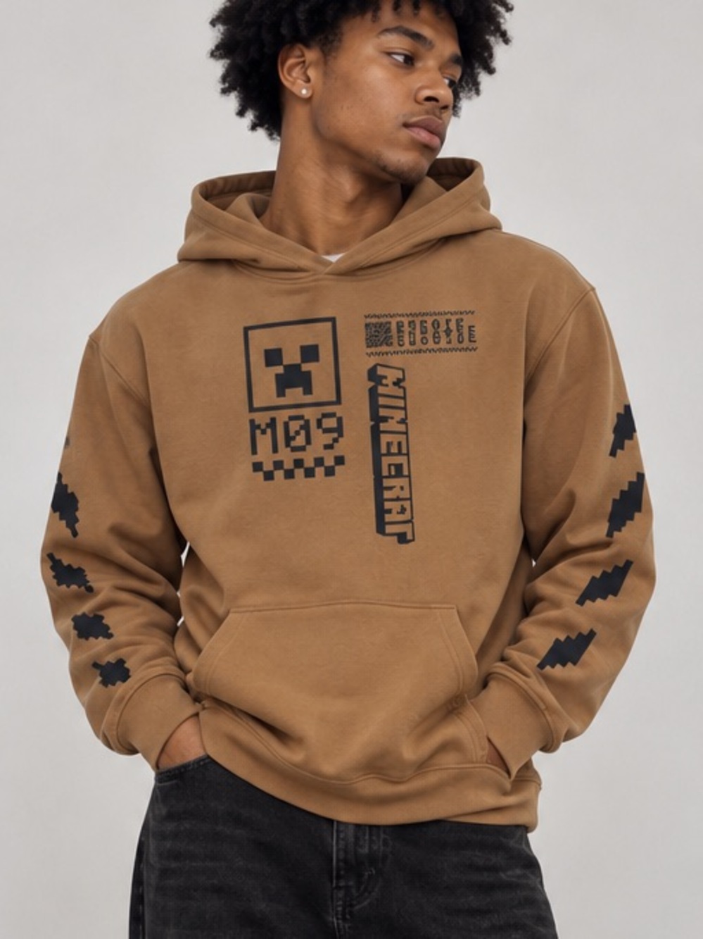 Brown Minecraft Graphic Hoodie